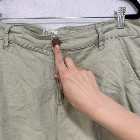 Mugsy Roscoe Shorts Mens Large Green Stretch Linen Blend Casual Summer L1SNOV-36 - Picture 6 of 13